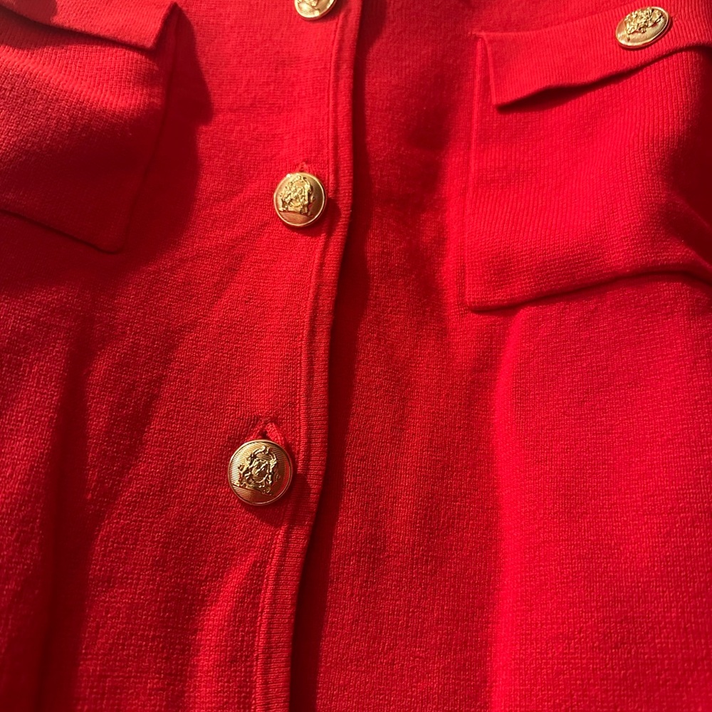 H&M Bold Red Blazer with Gold Accents
